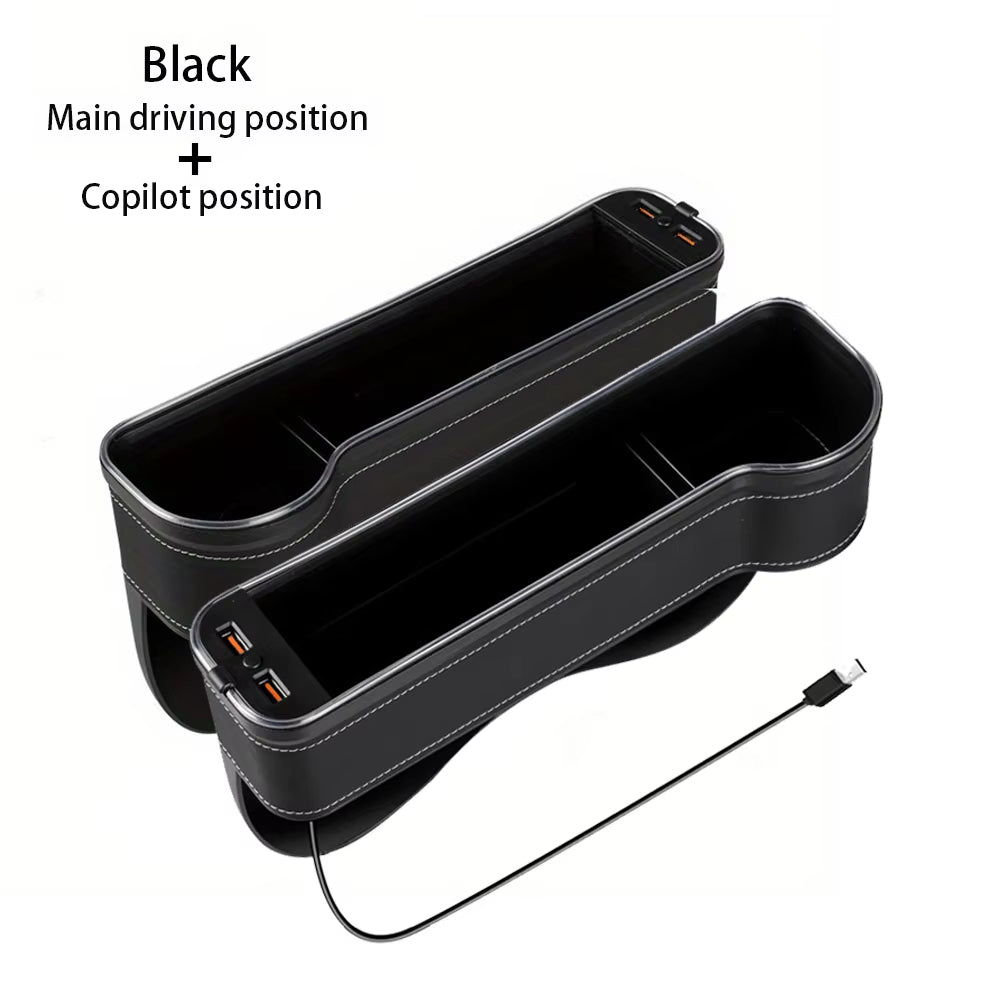 Car Seat Gap Filler Cup Holder Color Change Changing LED Car Crevice Storage Organizer Box with 2USB Charger Car Accessories
