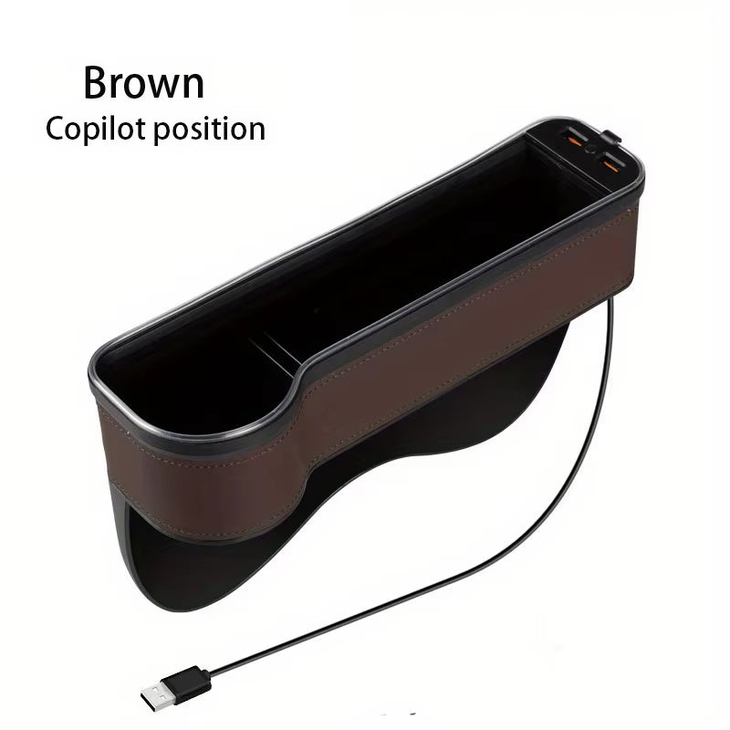 Car Seat Gap Filler Cup Holder Color Change Changing LED Car Crevice Storage Organizer Box with 2USB Charger Car Accessories