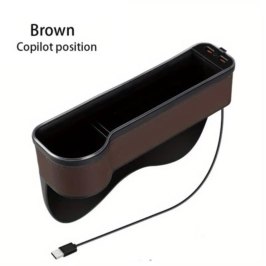 Car Seat Gap Filler Cup Holder Color Change Changing LED Car Crevice Storage Organizer Box with 2USB Charger Car Accessories