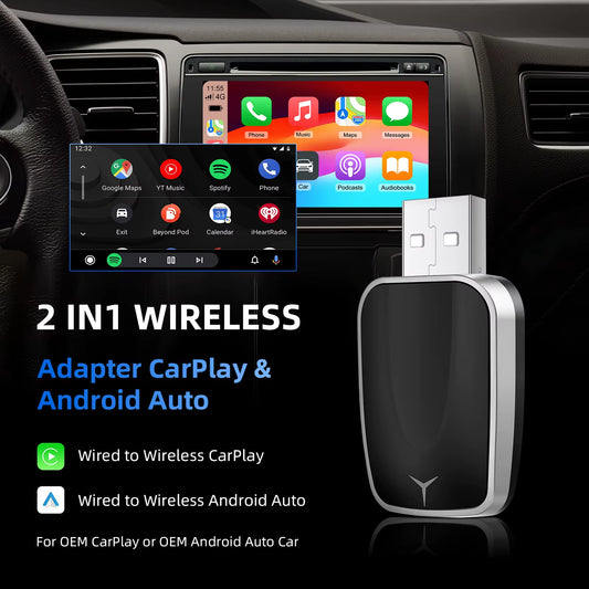 Wireless Carplay Adapter Converts Wired to Wireless Carplay Adapter for Iphone Wireless Control Plug & Play Carplay